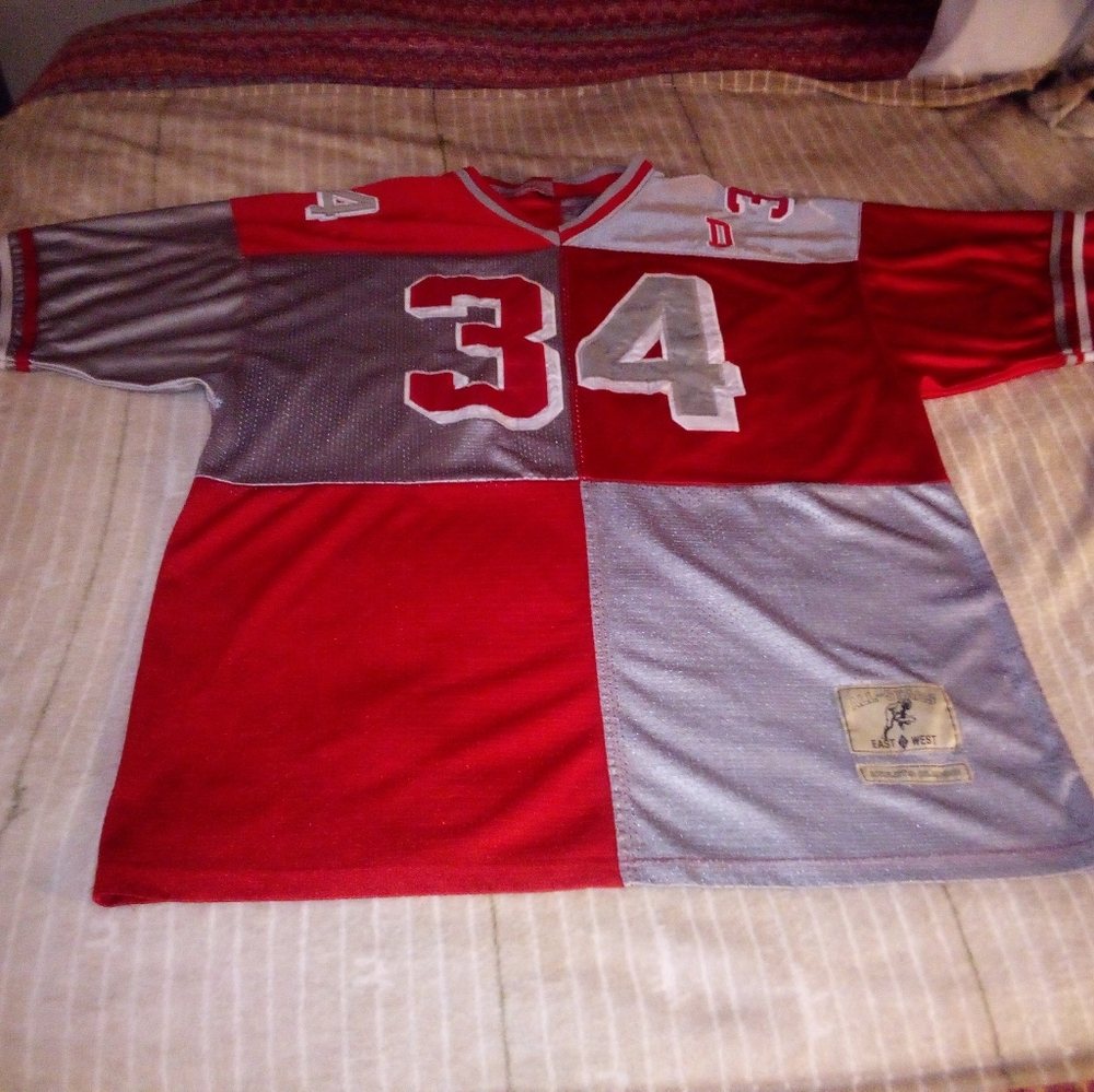 Dirty South II East West All-stars Color Block Football Jersey 34 Red & Gray